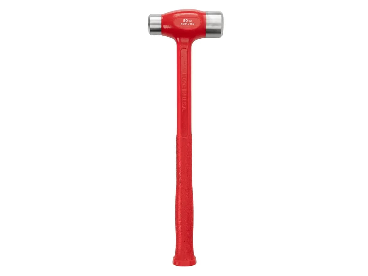 TEKTON 50 oz. Long Handle Flat Steel Face Dead Blow Hammer [A. Length (in.) 16.4, B. Width (in.) 4.8, C. Height (in.) 1.8]
