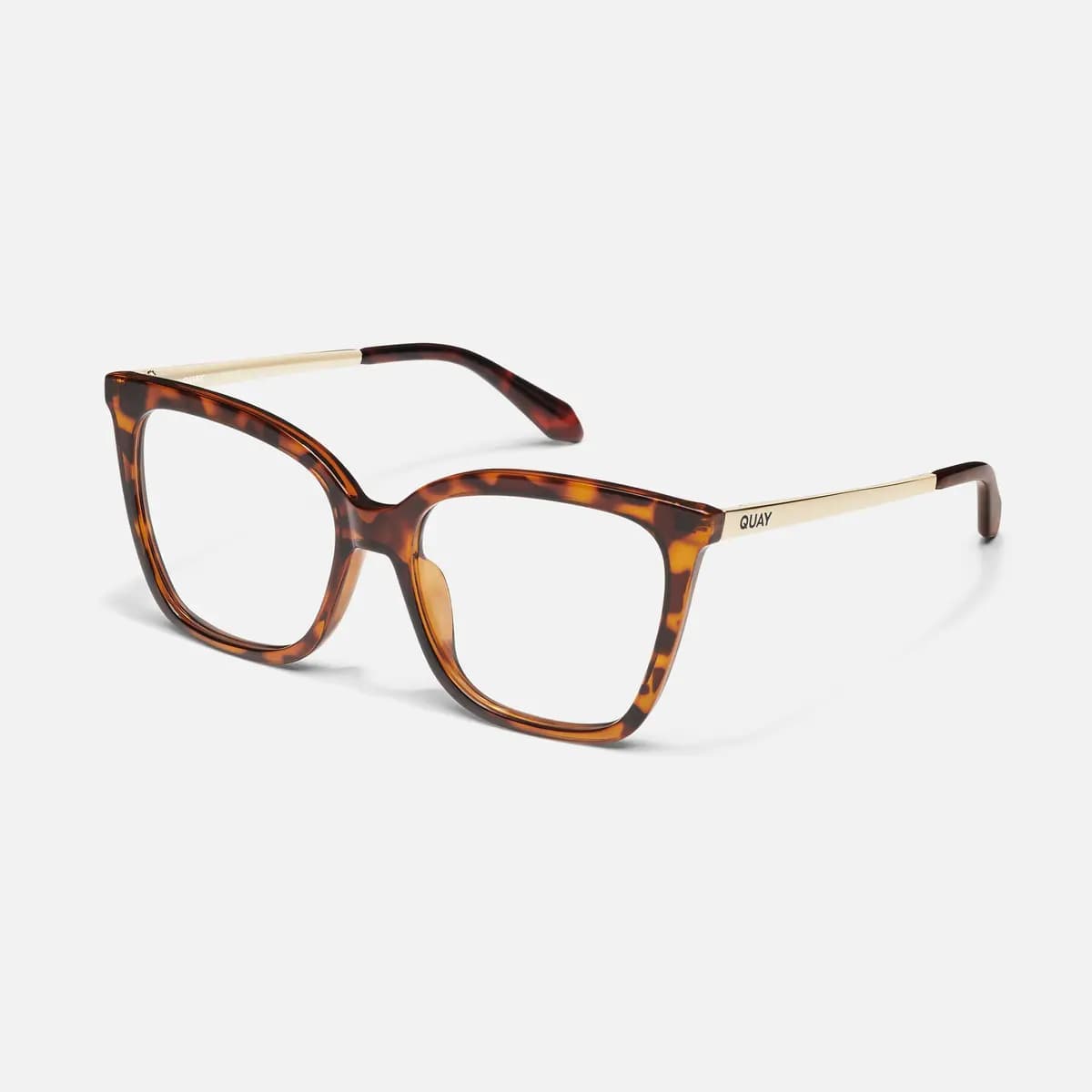 Quay VIDEO ON RX MILKY TORT/RX [Prescription lenses, Cat eye shape, Gold metal arms]