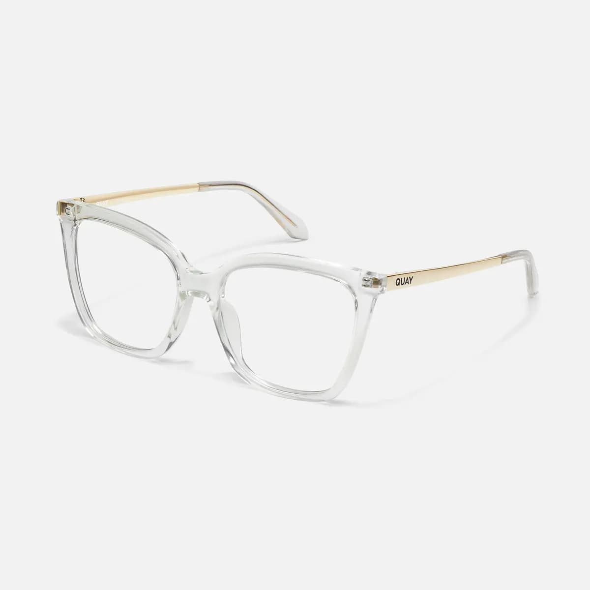 Quay VIDEO ON RX MILKY TORT/RX [Prescription lenses, Cat eye shape, Gold metal arms]