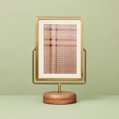 Hearth & Hand with Magnolia 4"x6" Brass Frame on Wood Pedestal - Hearth & Hand™ with Magnolia [10.25 Inches (L), 6.5 Inches (W), 1.34 Pounds, Steel (Frame)]