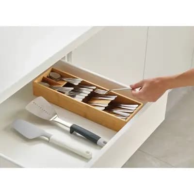 Joseph Joseph DrawerStore Bamboo Cutlery Organizer: In-Drawer Flatware Storage, Multiple Compartments, Light Brown [1.02 Pounds, Bamboo, Spot or Wipe Clean]