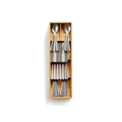 Joseph Joseph DrawerStore Bamboo Cutlery Organizer: In-Drawer Flatware Storage, Multiple Compartments, Light Brown [1.02 Pounds, Bamboo, Spot or Wipe Clean]