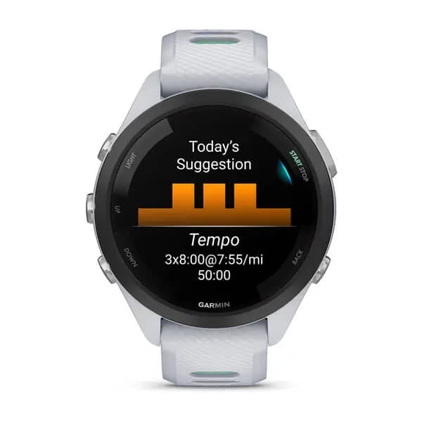 Garmin Forerunner® 265 [1.1" (28.1 mm) diameter, 5 ATM, AMOLED (optional always-on mode)]