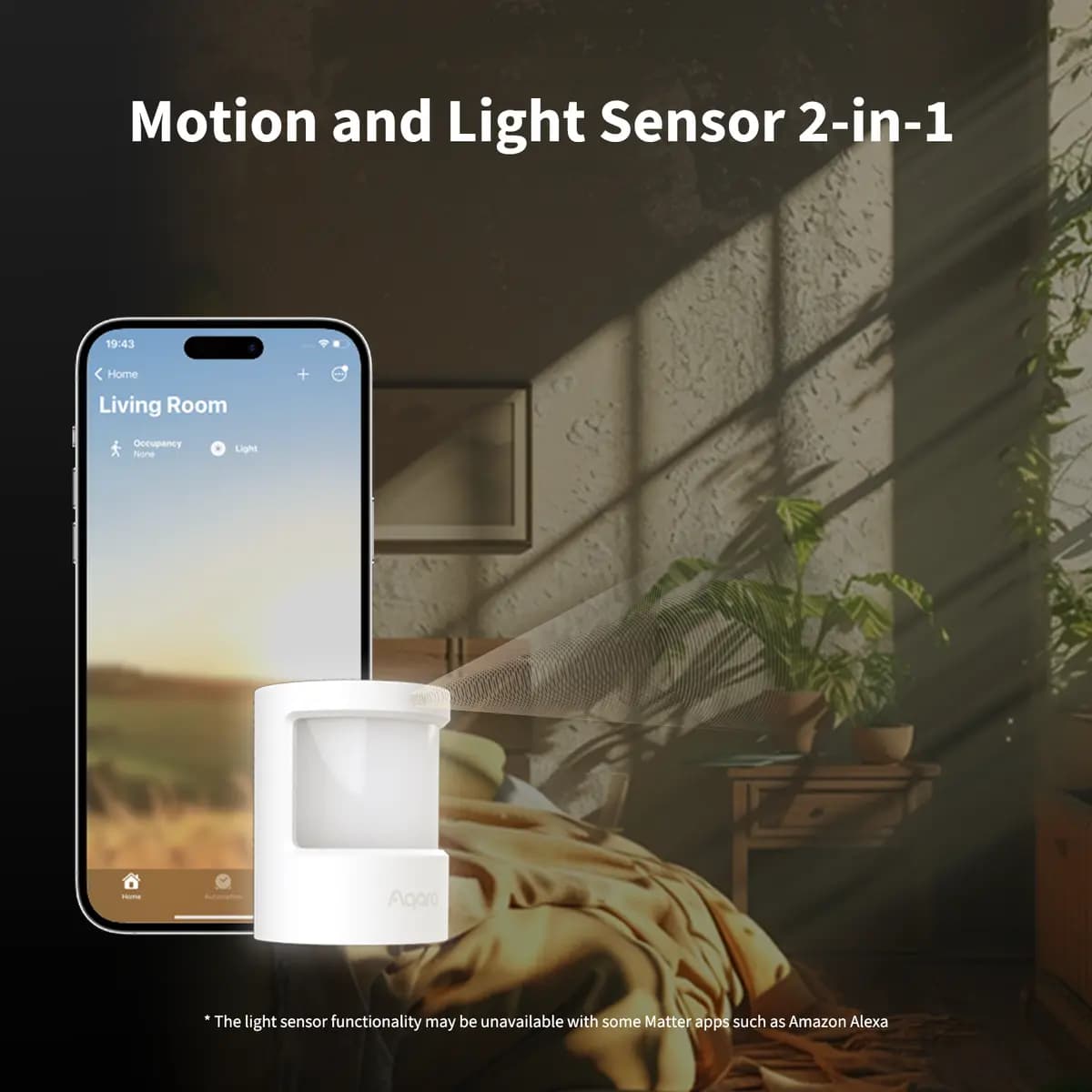 Aqara Motion and Light Sensor P2 [33.1 x 33.1 x 41.6 mm, 0.075 pounds/34g, 7 meters, Thread]