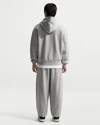 Nike Solo Fleece Men's Full-Zip Hoodie Dark Grey Heather/Sail [Body: 82% cotton/18% polyester. Hood lining: 82% cotton/18% polyester., Machine wash, XS-4XL]