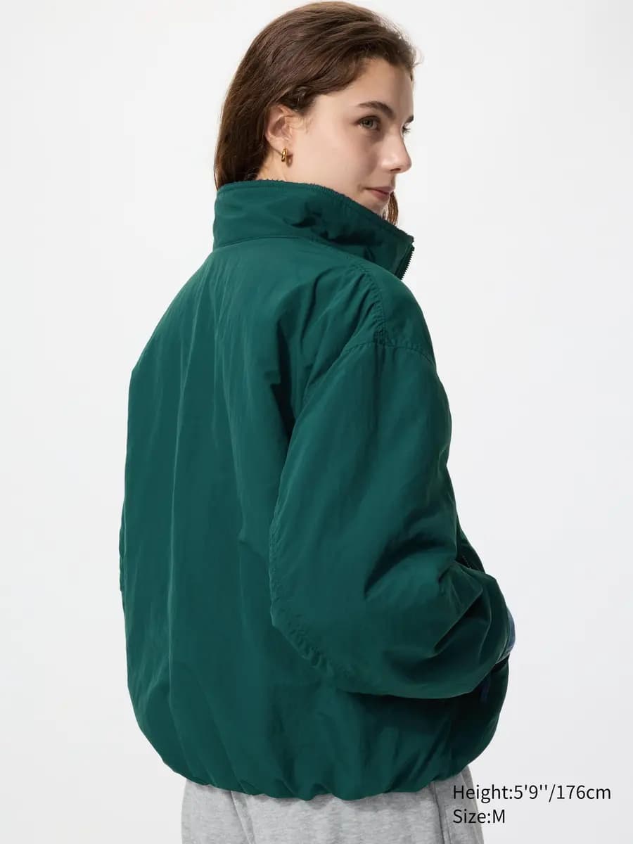 Uniqlo Fleece Lined Stand Blouson Beige [Imported, Hand wash cold, Do not dry clean, Relaxed silhouette creates an effortless look.]