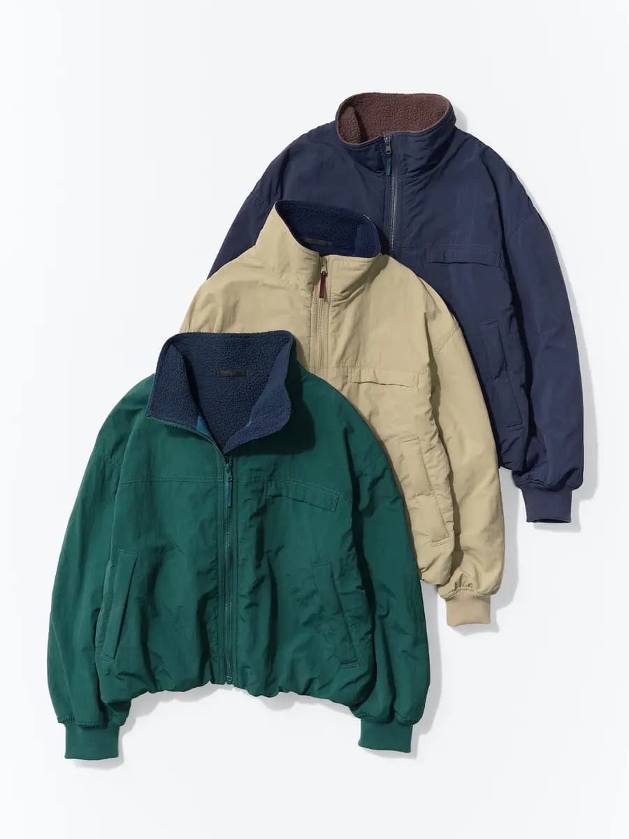 Uniqlo Fleece Lined Stand Blouson Beige [Imported, Hand wash cold, Do not dry clean, Relaxed silhouette creates an effortless look.]
