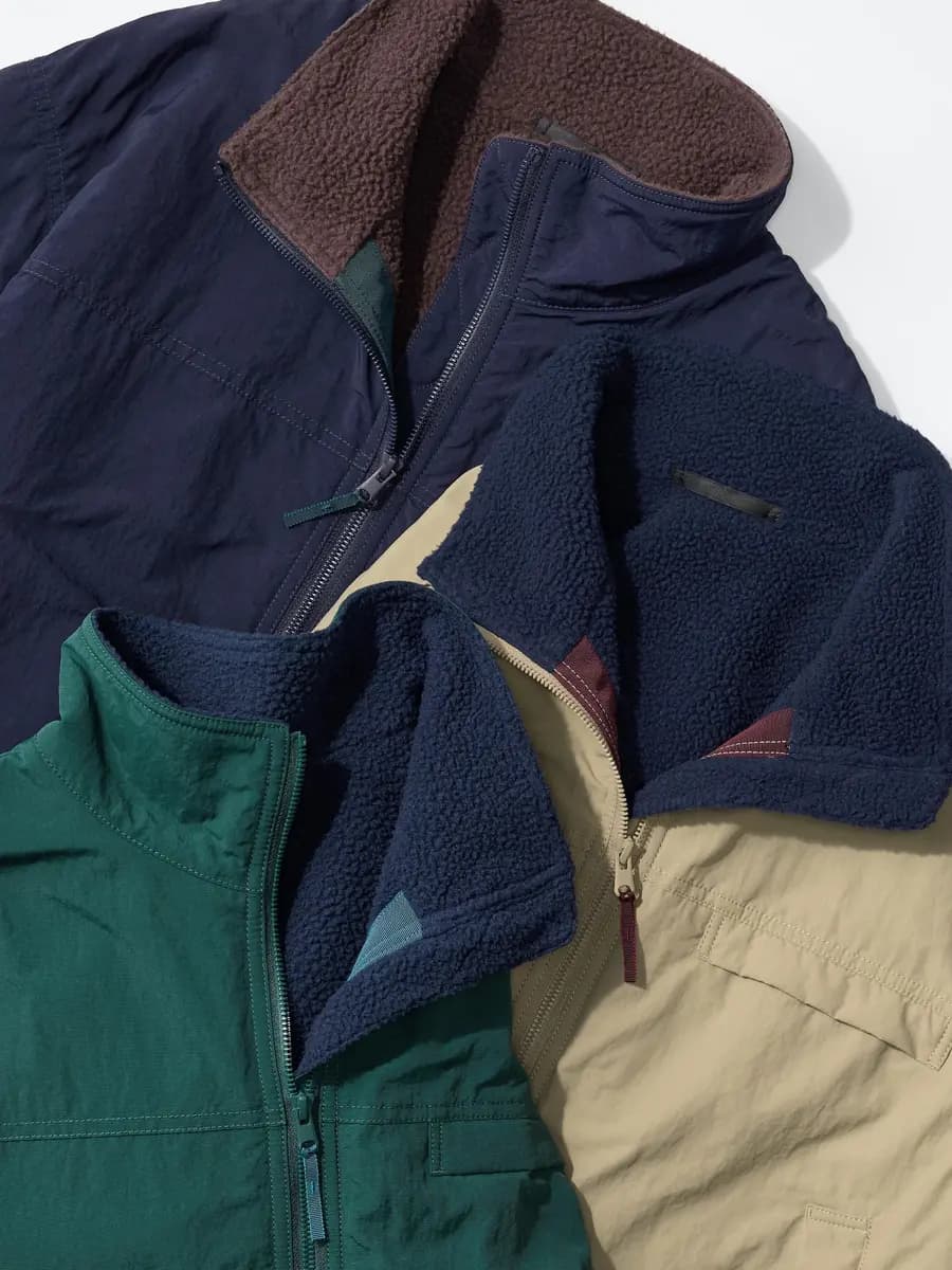 Uniqlo Fleece Lined Stand Blouson Beige [Imported, Hand wash cold, Do not dry clean, Relaxed silhouette creates an effortless look.]