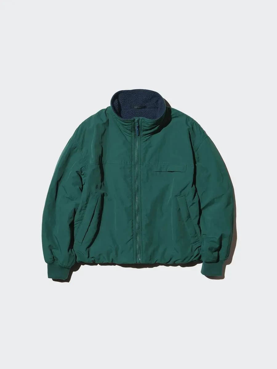 Uniqlo Fleece Lined Stand Blouson Beige [Imported, Hand wash cold, Do not dry clean, Relaxed silhouette creates an effortless look.]