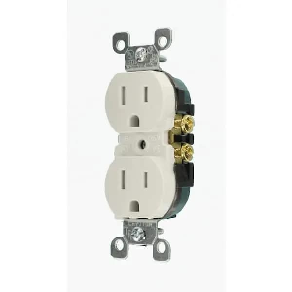 Leviton 15 Amp 125 V Tamper Resistant Duplex Outlet/Receptacle, White (10-Pack) T5320-WMP, M22-T5320-WMP [Amperage (A): 15 A, Color Family: White, Color/Finish: White]