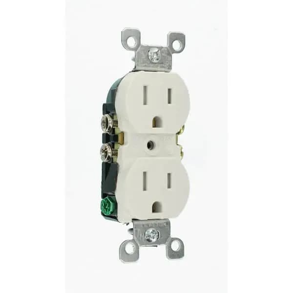 Leviton 15 Amp 125 V Tamper Resistant Duplex Outlet/Receptacle, White (10-Pack) T5320-WMP, M22-T5320-WMP [Amperage (A): 15 A, Color Family: White, Color/Finish: White]