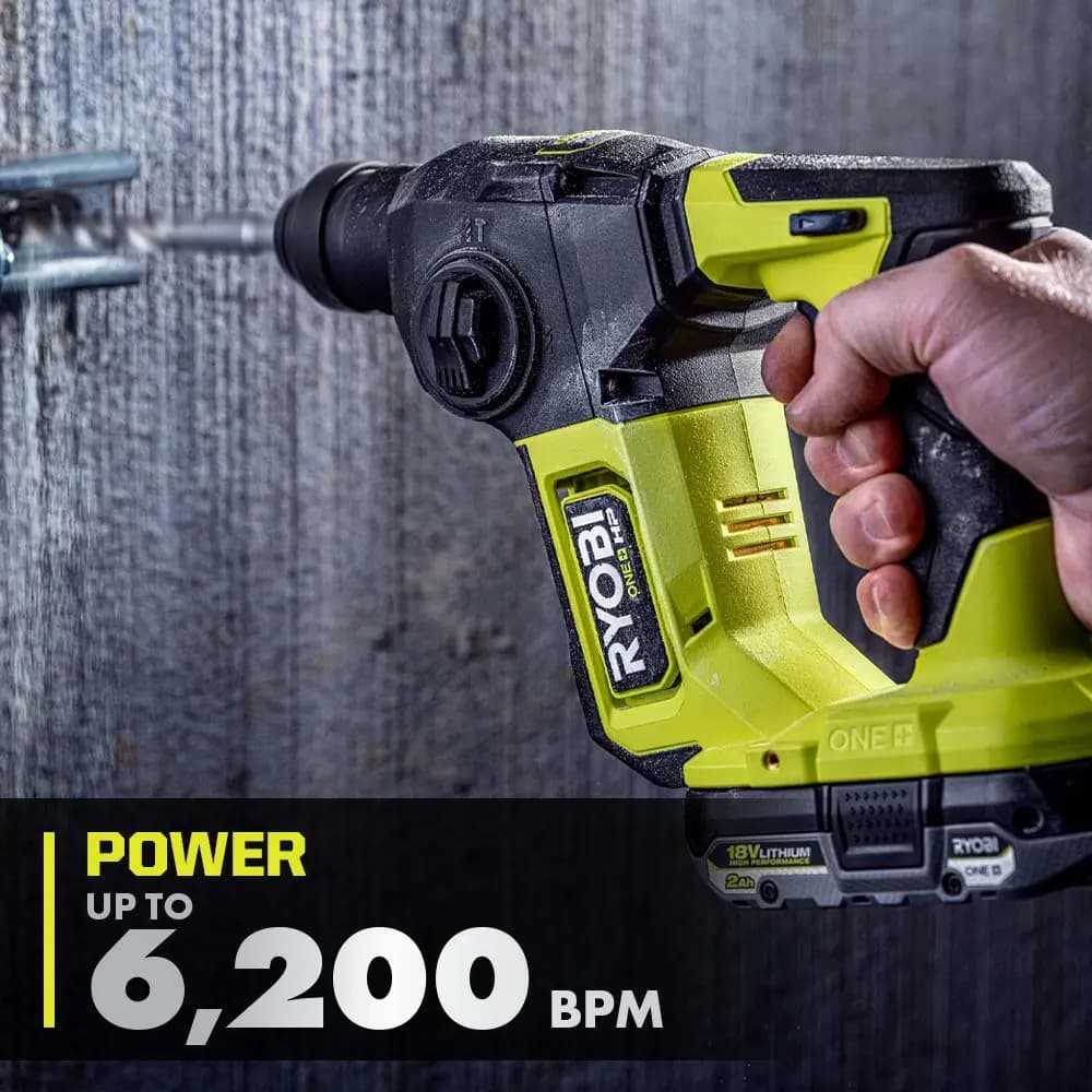 RYOBI 18V ONE+ HP Compact Brushless 5/8" SDS-Plus Rotary Hammer [Compact (Length) 11.4", Drill Capacity 5/8", RPM 0 - 1,250]