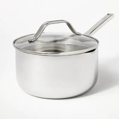 3qt Stainless Steel Sauce Pan with Lid Silver - Figmint™ [7.87 Inches, 3.5 Pounds, Stainless Steel]