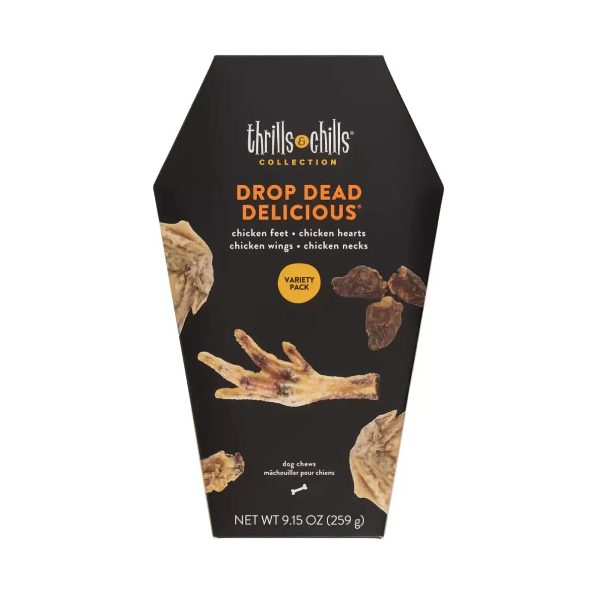 Thrills & Chills Drop Dead Delicious Dog Chews Variety Pack - Chicken Feet, Wings, Hearts & Necks [Brand Thrills & Chills®, Food Type Treat, Intended For Dogs, Flavor Chicken]