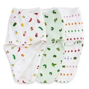 aden + anais essentials 100% Cotton Quick Change Easy Swaddle Wraps - Eric Carle - 0-3m - 3pk: Bottom Zipper, Adjustable Sleeves [Sizing Infant, Material 100% Cotton, Fit Fitted, F