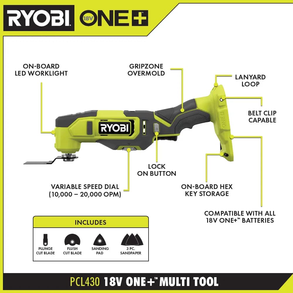 RYOBI 18V ONE+ 6-Tool Combo Kit [Fuel Gauge Integrated LEDs, Capacity 1.5Ah, Fuel Gauge Integrated LEDs]