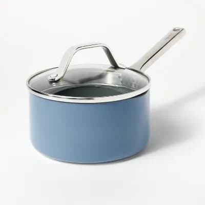 1.5qt Nonstick Ceramic Coated Aluminum Sauce Pan Blue - Figmint™ [6.3 Inches, 2.2 Pounds, Ceramic Nonstick]