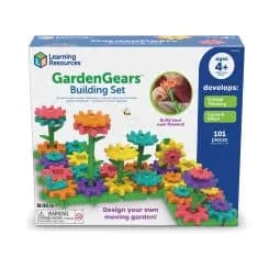 Fat Brain Toys Gears! Gears! Gears! GardenGears [BUILDS EARLY STEM SKILLS: Hands-on, flower-themed building play introduces kids to cause and effect as gears spin and connect, supp
