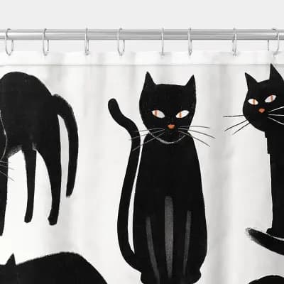 Hyde and EEK! Boutique Halloween Glow in the Dark Black Cats Fabric Shower Curtain - Hyde and EEK! Boutiqueâ„¢ [1.6 Pounds, 72 Inches (H) x 72 Inches (W), Hohenstein HTTI]