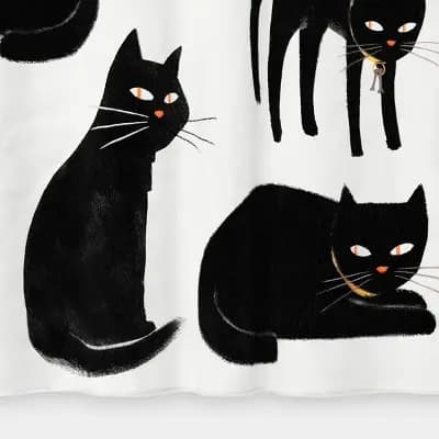 Hyde and EEK! Boutique Halloween Glow in the Dark Black Cats Fabric Shower Curtain - Hyde and EEK! Boutiqueâ„¢ [1.6 Pounds, 72 Inches (H) x 72 Inches (W), Hohenstein HTTI]