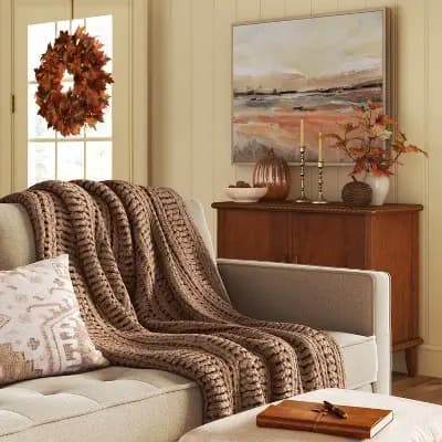 Threshold Chunky Chenille Rib Knit Throw Brown - Thresholdâ„¢ [100% Recycled Polyester, Midweight Fabric, Chenille]