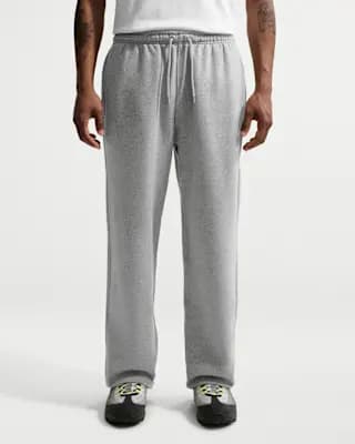Nike Club Men's Open-Hem Fleece Pants Dark Grey Heather/Light Smoke Grey/White [Body: 80-81% cotton/19-20% polyester, Machine wash, XXS-4XL Tall]