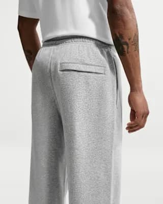 Nike Club Men's Open-Hem Fleece Pants Dark Grey Heather/Light Smoke Grey/White [Body: 80-81% cotton/19-20% polyester, Machine wash, XXS-4XL Tall]
