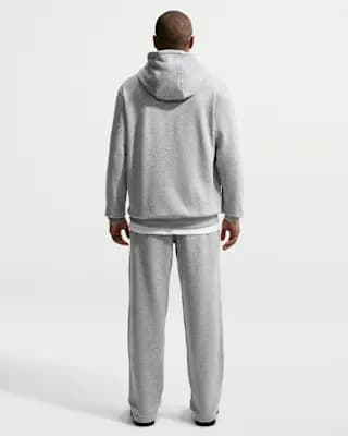 Nike Club Men's Open-Hem Fleece Pants Dark Grey Heather/Light Smoke Grey/White [Body: 80-81% cotton/19-20% polyester, Machine wash, XXS-4XL Tall]
