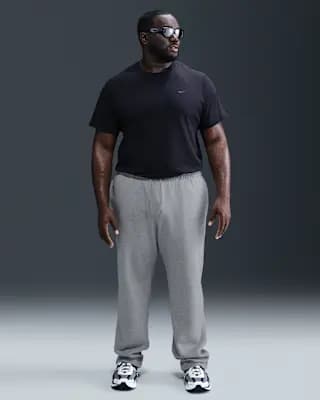 Nike Club Men's Open-Hem Fleece Pants Dark Grey Heather/Light Smoke Grey/White [Body: 80-81% cotton/19-20% polyester, Machine wash, XXS-4XL Tall]