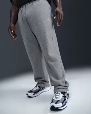 Nike Club Men's Open-Hem Fleece Pants Dark Grey Heather/Light Smoke Grey/White [Body: 80-81% cotton/19-20% polyester, Machine wash, XXS-4XL Tall]