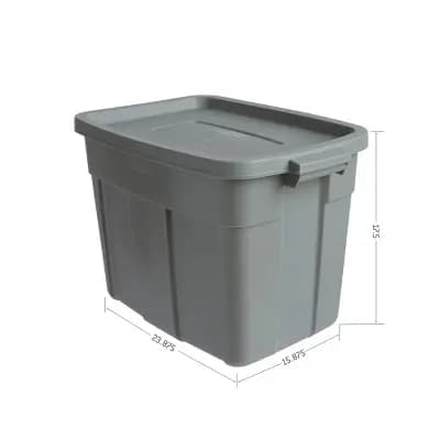 Rubbermaid 18gal Roughneck Storage Tote Gray: Polyethylene, Handles, Nesting, Lidded, Stackable, Utility Storage [72 Quart, Polyethylene, Care Instructions Not Provided]