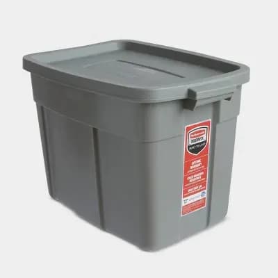 Rubbermaid 18gal Roughneck Storage Tote Gray: Polyethylene, Handles, Nesting, Lidded, Stackable, Utility Storage [72 Quart, Polyethylene, Care Instructions Not Provided]
