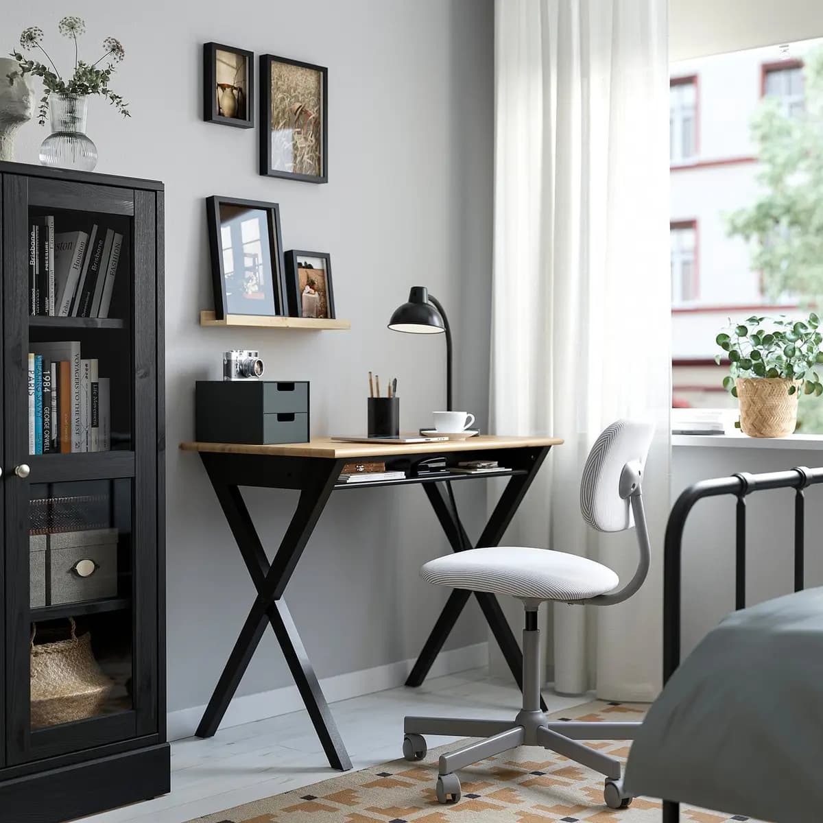IKEA BOLLPOJKE Desk, pine/black [Width 35 3/8 ", Depth 21 5/8 ", Height 29 1/2 "]