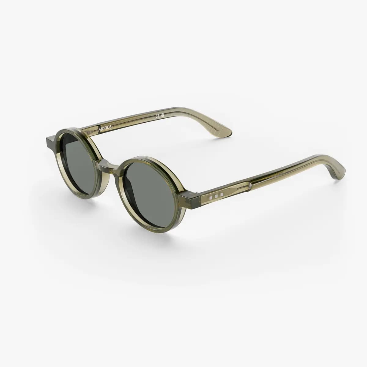 Monos Cairn Sunglasses Crystal Sencha / Grey Green Lens [Premium Mazzucchelli cellulose acetate frames, Small, Lens colour]