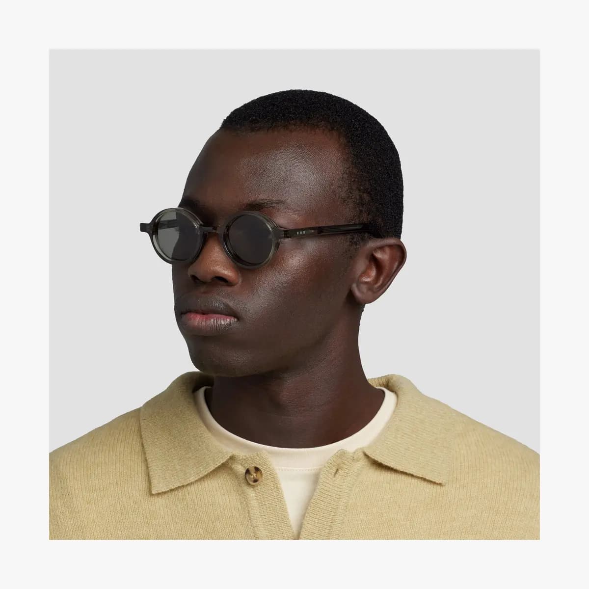 Monos Cairn Sunglasses Crystal Sencha / Grey Green Lens [Premium Mazzucchelli cellulose acetate frames, Small, Lens colour]