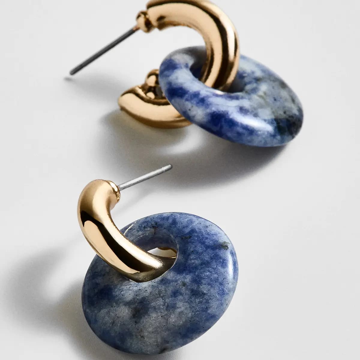 BaubleBar Shea Semi-Precious Drop Earrings - Lapis [Thick gold huggie with a semi-precious charm, Lightweight and comfortable for everyday wear, Easy to mix and match into differen