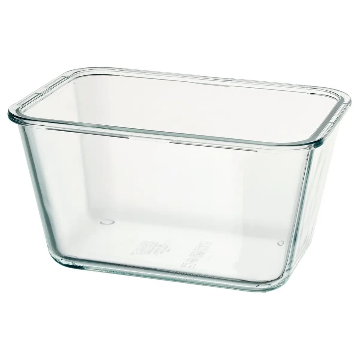 IKEA 365+ food container with lid, rectangular glass/plastic, 61 oz [Length 8 ", Width 6 ", Height 5 ", Volume 61 oz]