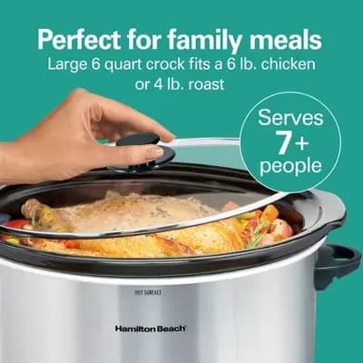 Hamilton Beach 6qt Portable Slow Cooker [6 Quart, 265 Watts, Ceramic]