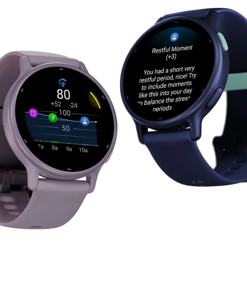 Garmin vívoactive 5 Metallic Navy Aluminum Bezel with Navy Case and Silicone Band [AMOLED (optional always-on mode), Up to 11 days (5 days display always-on), Swim, 5 ATM]