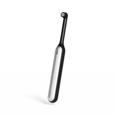 quip Rev Oscillating Rechargeable Electric Toothbrush with Timer Replaceable Head Multiple Modes and Travel Case - Black/Silver [3 Years and Up, Compact, Round, Nylon]