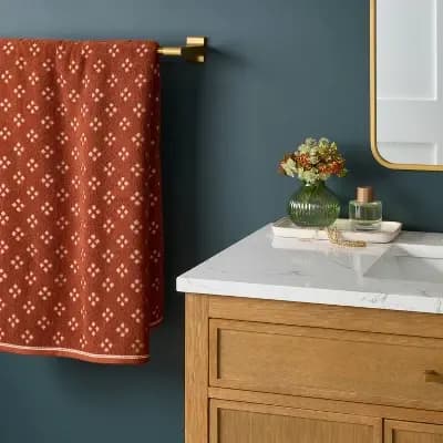 Threshold Diamond Harvest Bath Towel Warm Brown - Thresholdâ„¢ [100% Cotton, Midweight (450-550 GSM), HOHENSTEIN HTTI]
