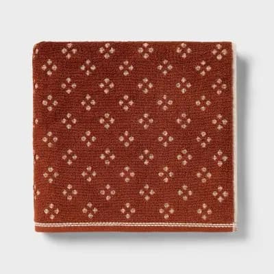 Threshold Diamond Harvest Bath Towel Warm Brown - Thresholdâ„¢ [100% Cotton, Midweight (450-550 GSM), HOHENSTEIN HTTI]