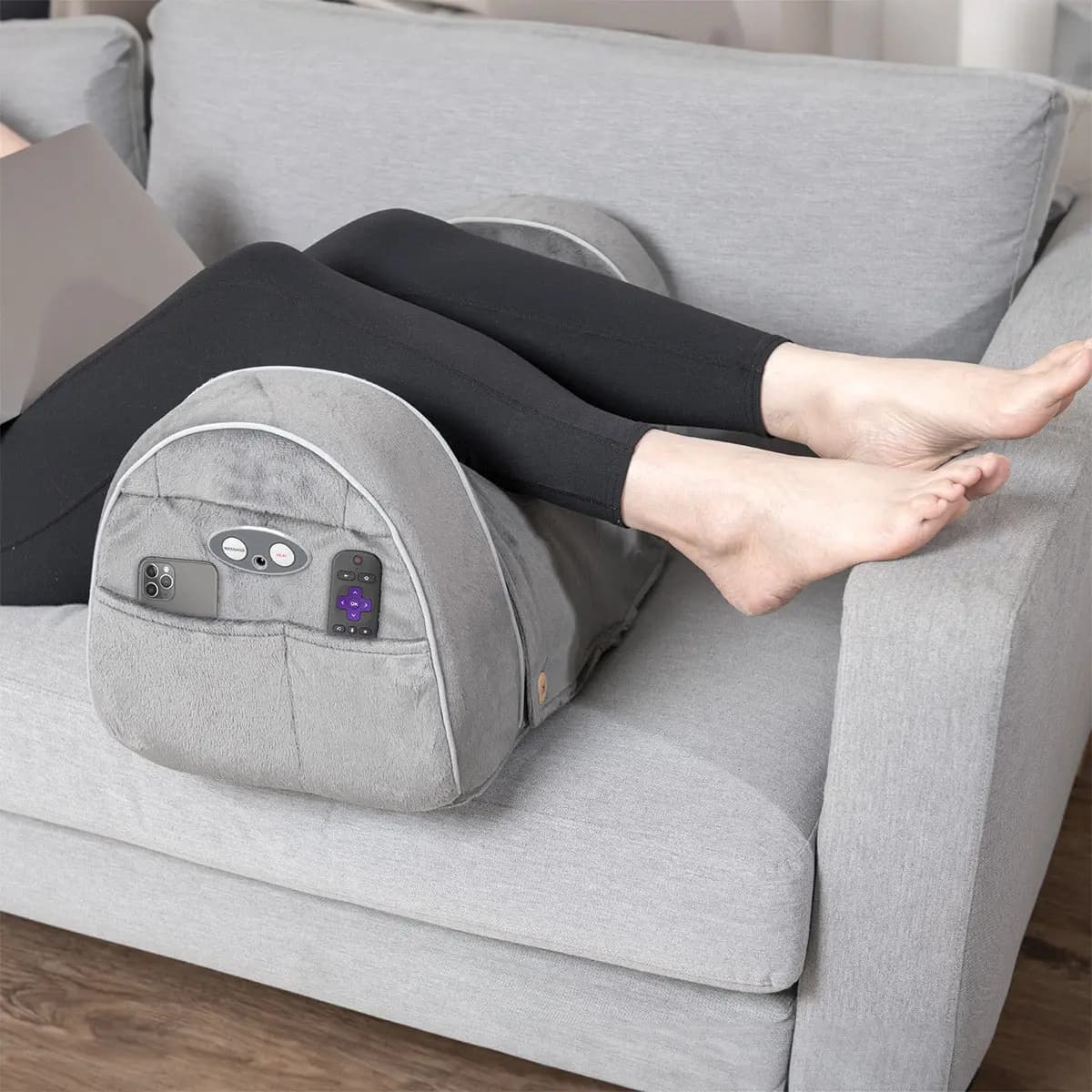 Sharper Image Warming Leg Rest Massager [24" L x 12" W x 12" H, 4 lbs, Heat therapy option (up to 140°F)]