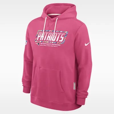 New England Patriots Crucial Catch Sideline Standard Issue Men's Nike Dri-FIT NFL Pullover Hoodie Pink [Pink, Hood with drawstring, Front pocket]