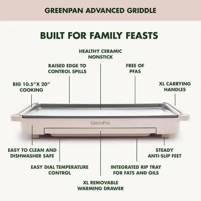 GreenPan Advanced Griddle with Warming Drawer [1500 Watts, 4.41 Pounds, Hand Wash]