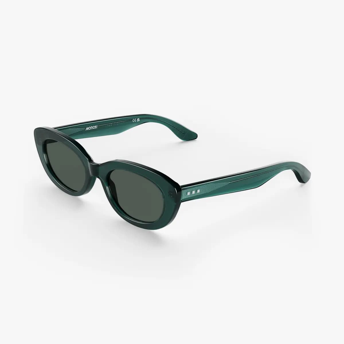 Monos Minaret Sunglasses Crystal Emerald / Grey Green Lens [Premium Mazzucchelli cellulose acetate frames, Medium, Lens colour]