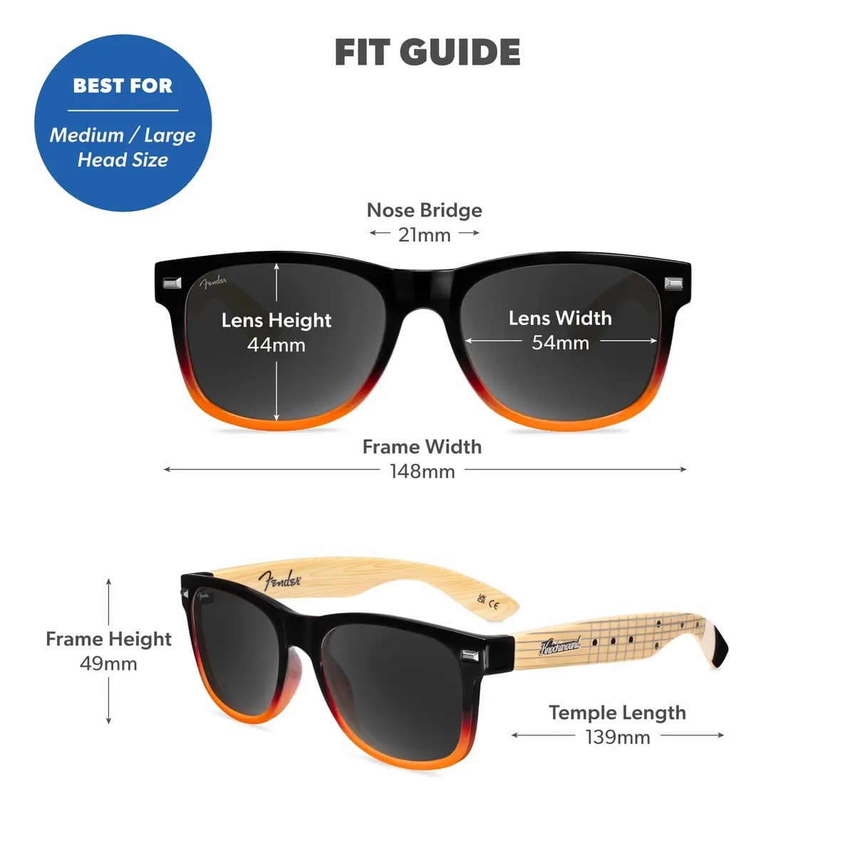Knockaround Sunburst Stratocaster™ Fort Knocks [Polarized smoke lenses, Full UV400 eye protection, Glossy finish]