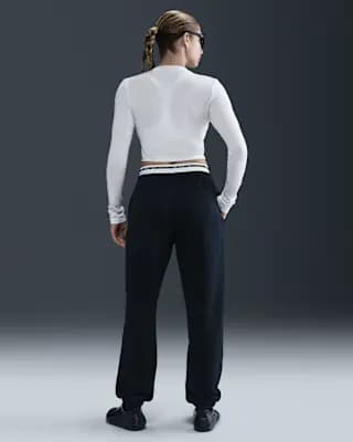 Nike Sportswear Chill Knit Women's Slim Long-Sleeve Cropped Top White/Black [48% modal/46% cotton/6% spandex, Machine wash, XS (0–2)-3XL]