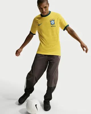 Brazil Men's Nike Soccer Short-Sleeve Supporter's Top Canary/Light Menta/Geode Teal [100% polyester, Machine wash, XS-3XL]