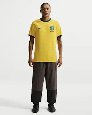Brazil Men's Nike Soccer Short-Sleeve Supporter's Top Canary/Light Menta/Geode Teal [100% polyester, Machine wash, XS-3XL]
